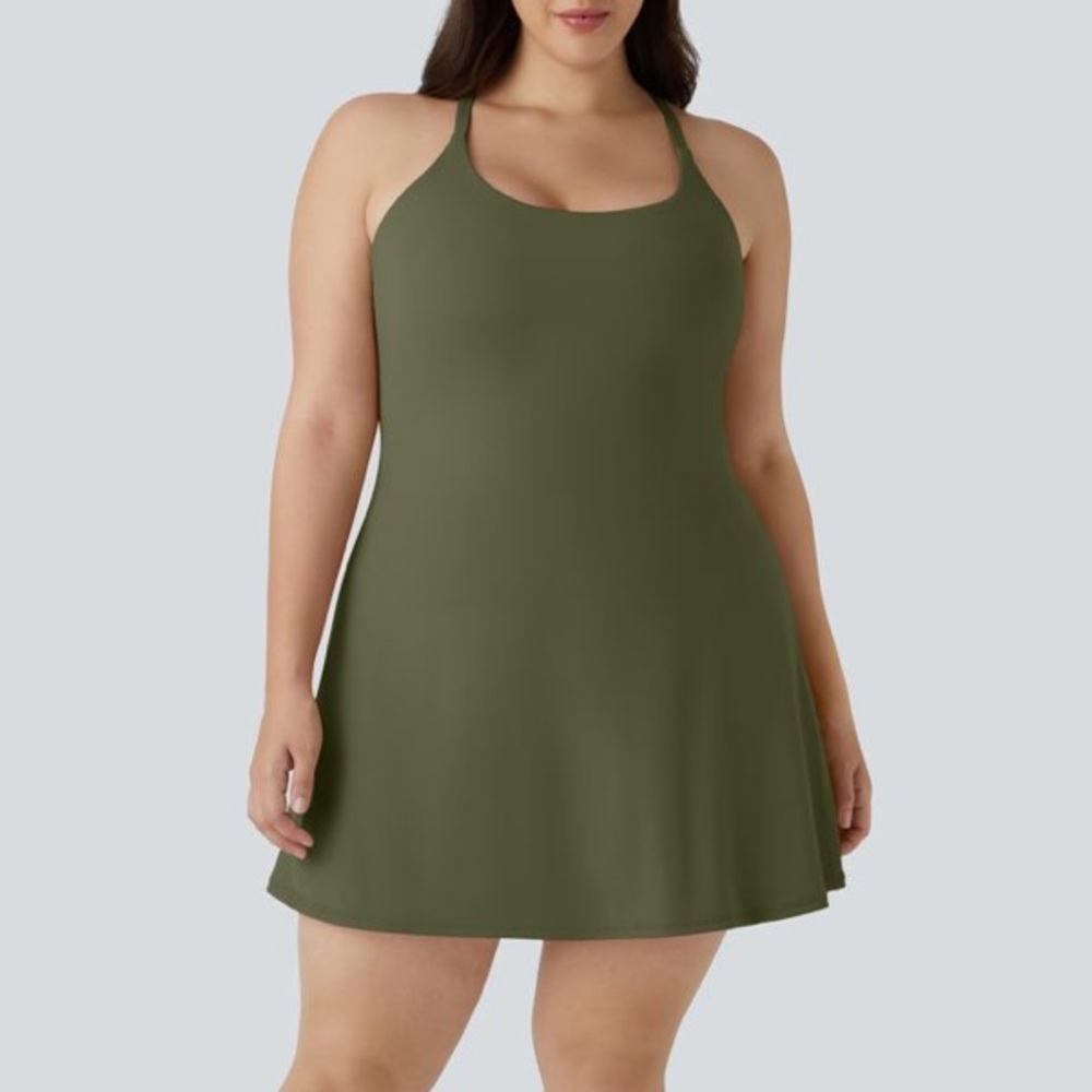 Everyday Softlyzero™ Plush Backless 2-in-1 Flare Workout Dress